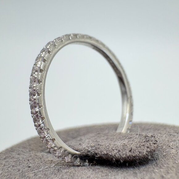 Sterling Silver 925 Cubic Zirconia Eternity Band 2.5mm Stackable Ring Size 7 - Picture 5 of 9